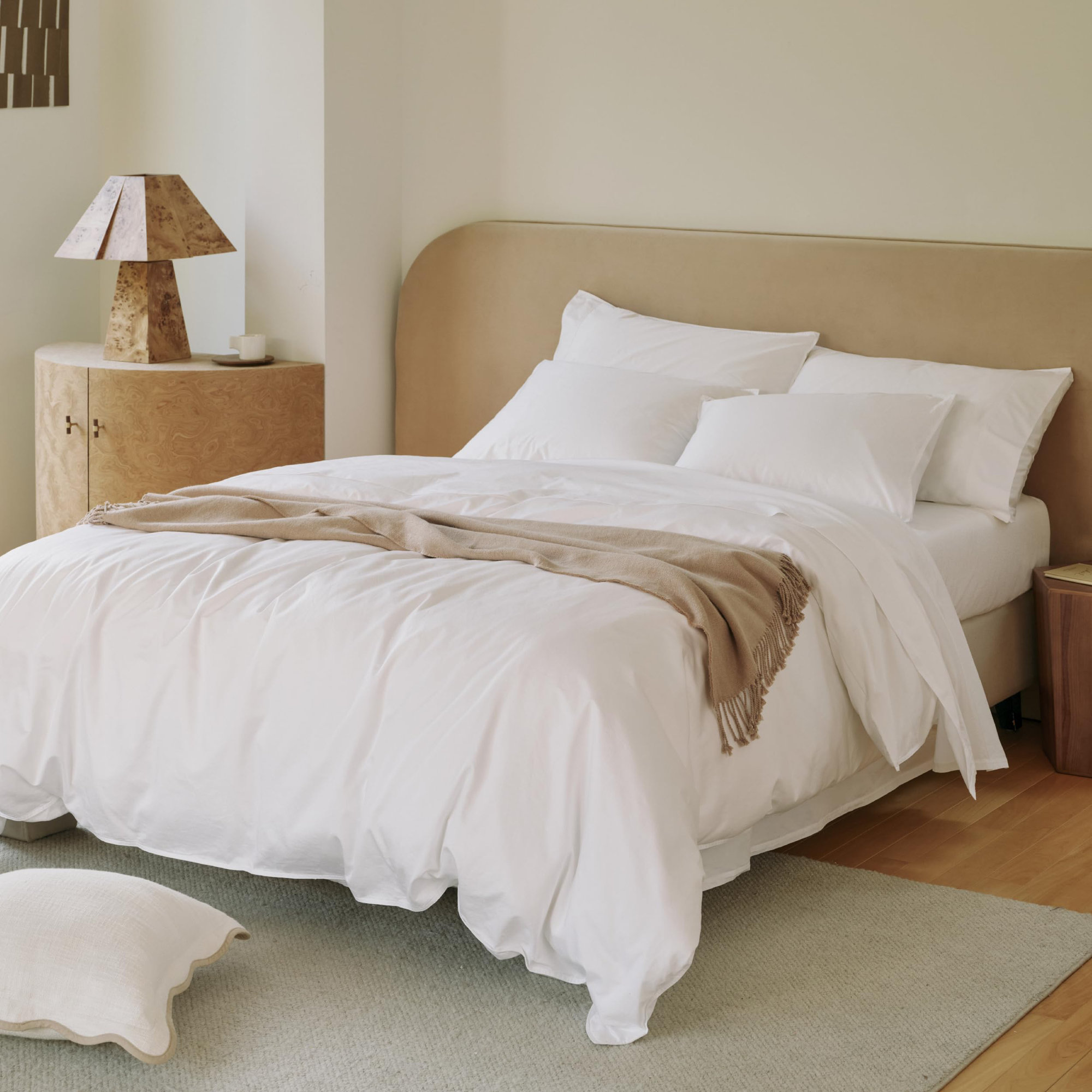 Double Stitch Supima Cotton Duvet Cover Set - 100% American Grown Cotton Embroidery Duvet Cover, Luxury 600 Thread Count Sateen Weave, Hotel Quality Bedding Set