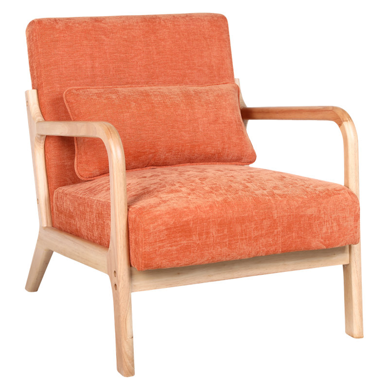 Fauteuil Mid-Century moderne, Naturel, Orange