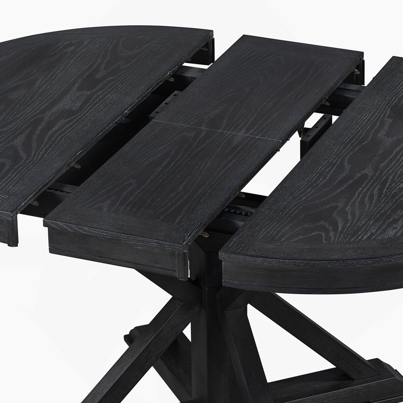 Table de salle à manger extensible fonctionnelle avec rallonge pour la salle à manger et le salon, Noir / Noir