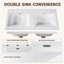 Meuble-lavabo suspendu de 120 cm (47,24 po) de largeur, aspect bois, avec tiroirs compartimentés et double comptoir en SMC