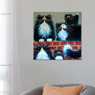 Wall For Cats by Kim Haskins - Wrapped Canvas Print