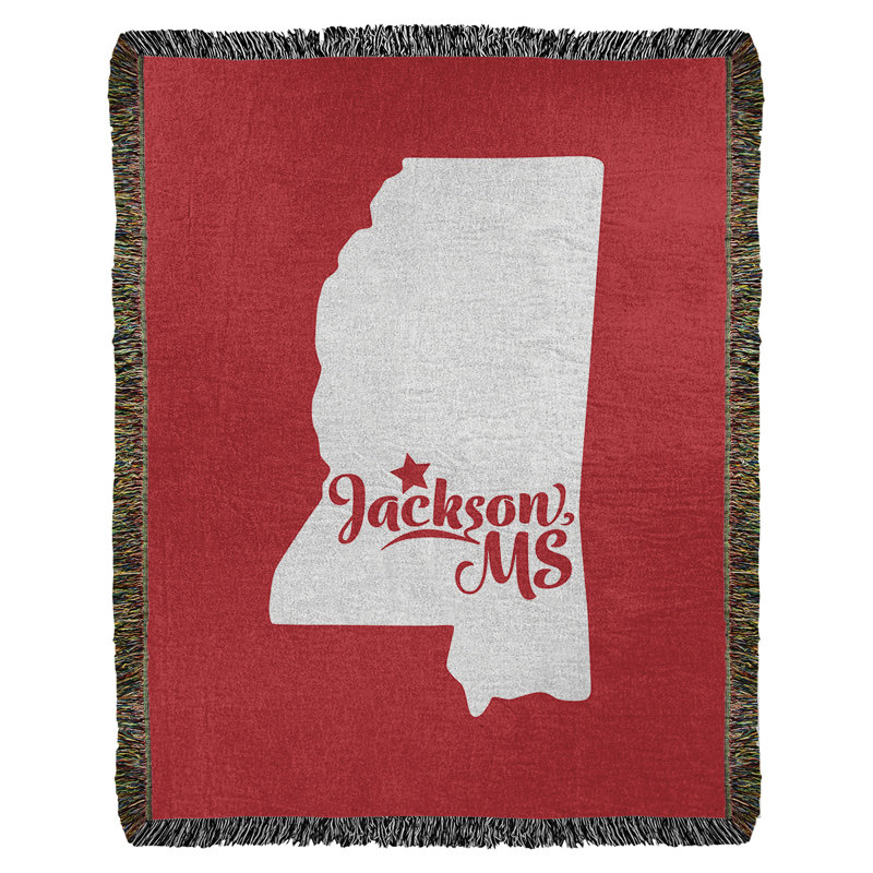 Jeté en coton tissé mississippi jackson, l 60 po x L 80 po, Rouge