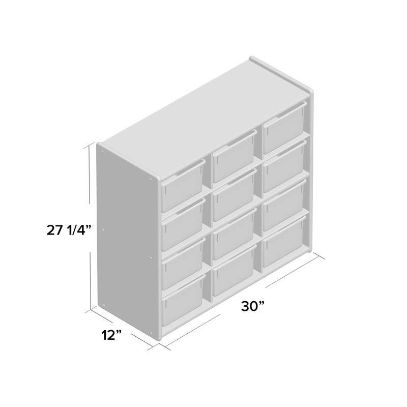 Baltic Birch 12-Cubby Kids Storage Unit with Colorful Tubs