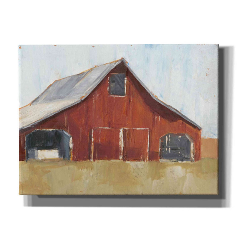 «Rustic Red Barn I» par Ethan Harper, art mural sur toile, H 12 po x l 16 po x P 0,75 po