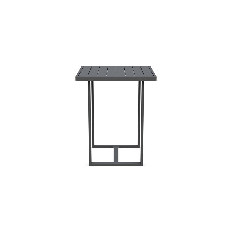 Pavia Power Coated Aluminum Bar Table, Matte Charcoal, 35.23" W x 35.23" L x  42.13" H