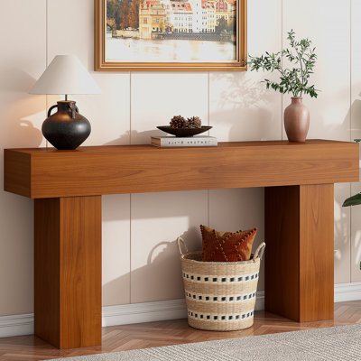 63 Inch Long Console Table For Entryway, Farmhouse Wood Rectangular Sofa Table Behind Couch Table, Narrow Entryway Table For Living Room, Entrance, Ha