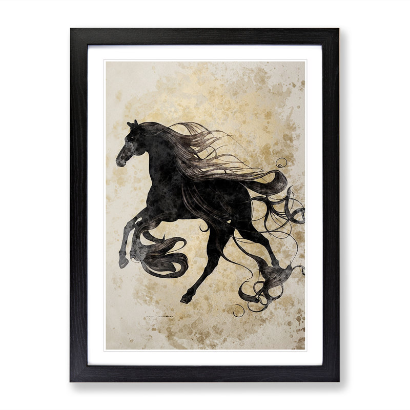 XV1022-2651X Magnificent Horse Art No.5 Abstract - Single Picture Frame Print, Black, 64cm H x 46cm W x 2cm D