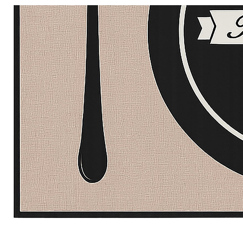 Tapis de cuisine moderne beige et noir 91 x 48 cm, antidérapant, lavable, en polyester à poils courts, Géométrique beige