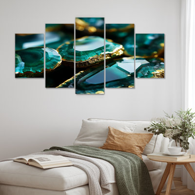 Vert vert émeraude Amazonite pierre - pierre géode multi-panneaux d'art mural pour le salon