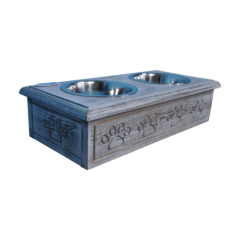 Sassy Paws Anti-Skid Elevated Feeder, Antique Gray