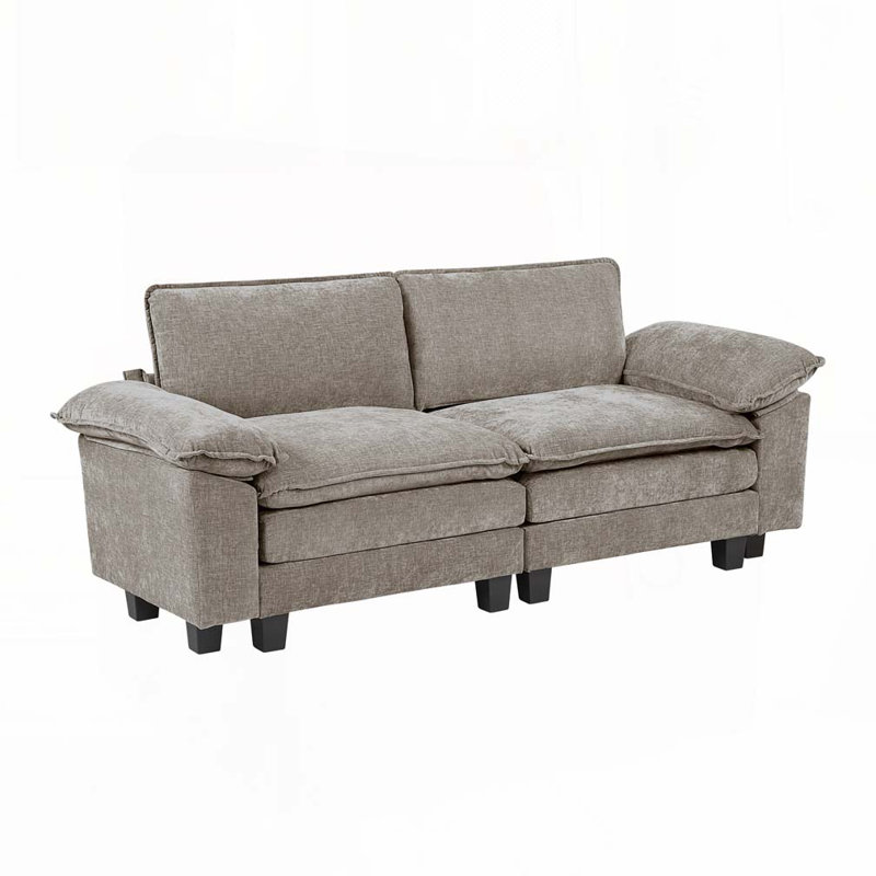 Causeuse en tissu d'ameublement en chenille, Gris brun