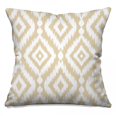 Beige White Ikat Double Sided Throw Pillows