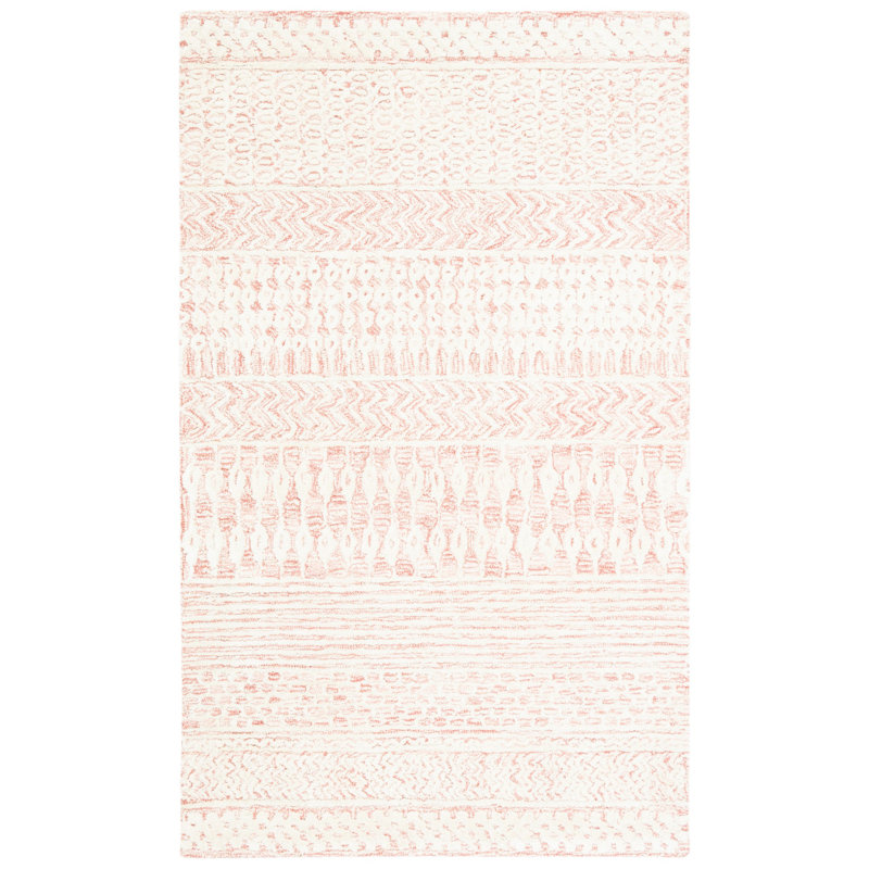 Tapis rose pâle en laine et viscose touffeté à la main Caudill, Rectangle 2 pi x 3 pi