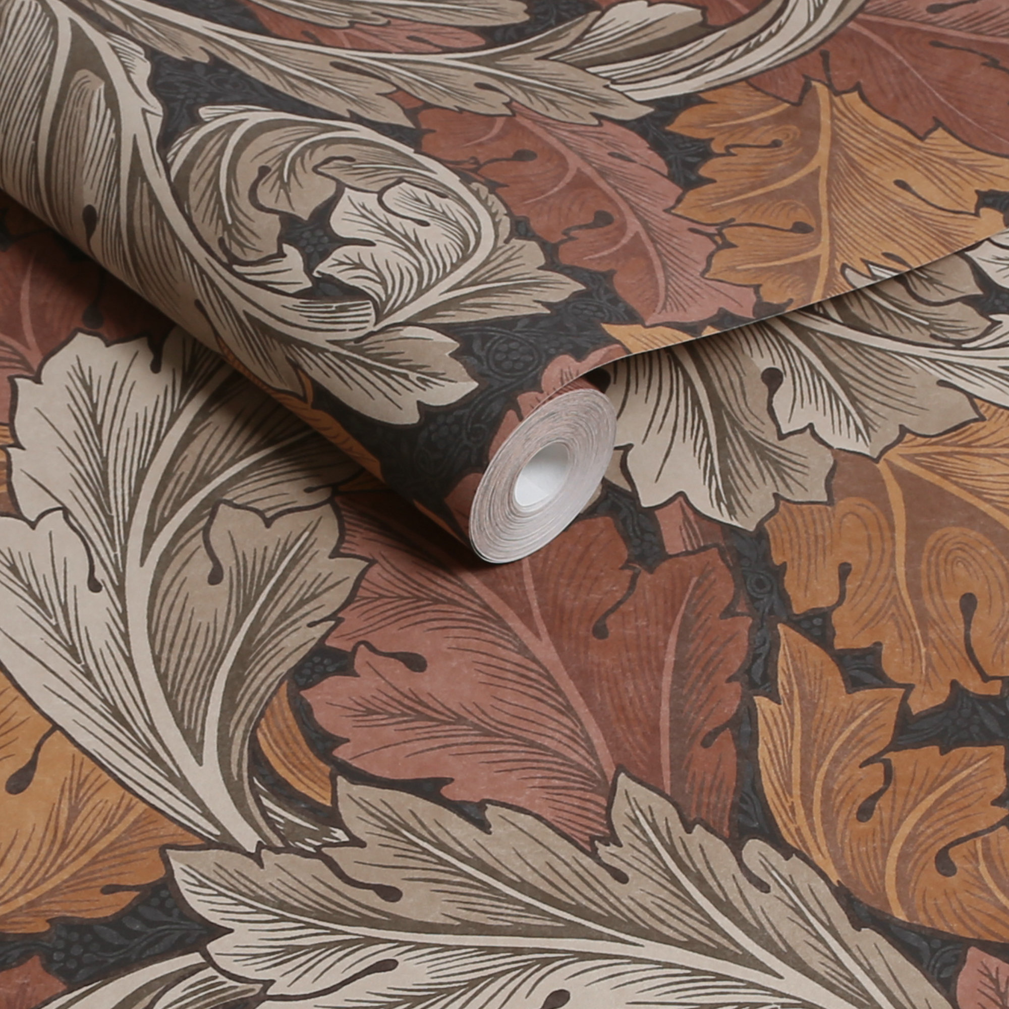 William Morris Acanthus Neutral  Wallpaper, Burnt Orange