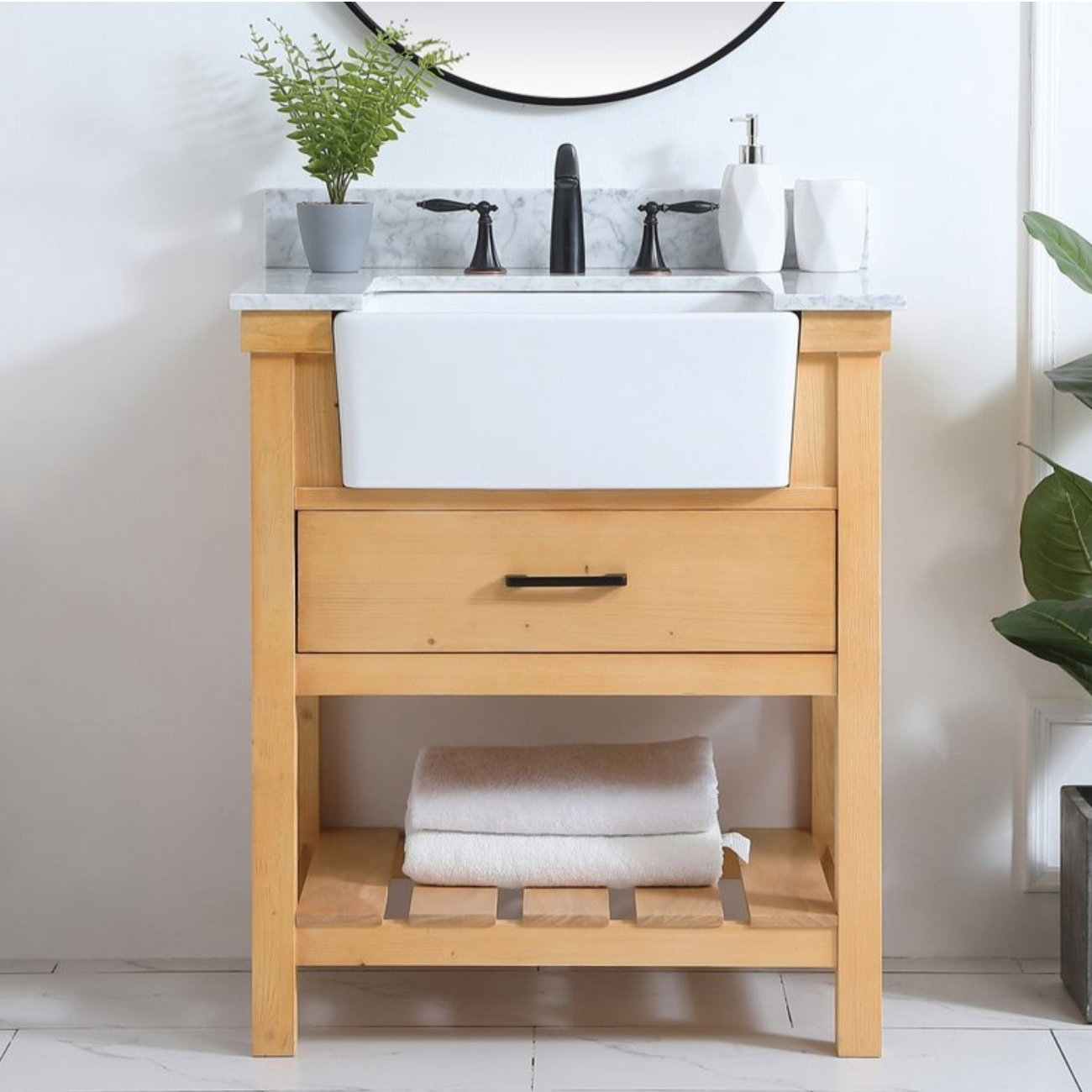 Pelaghia 30'' Single Bathroom Vanity, Natural Wood