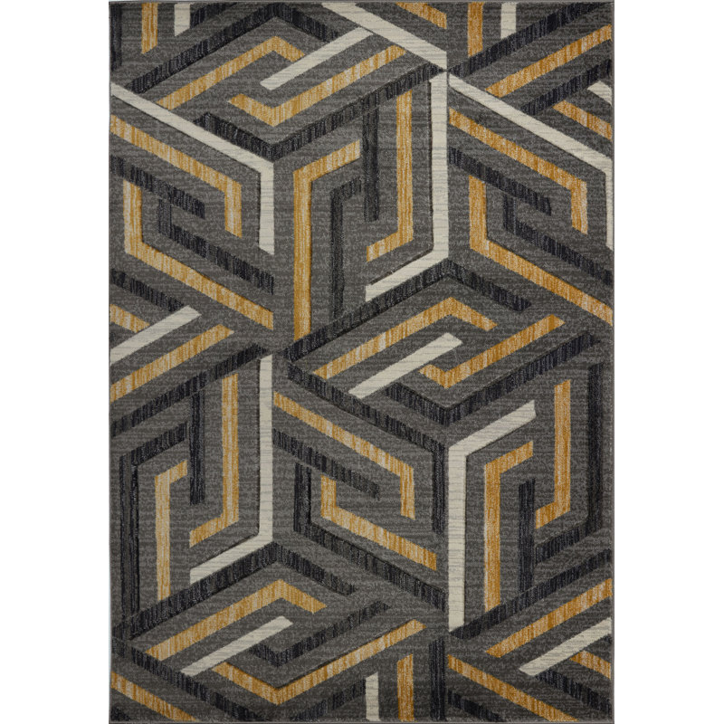 Tapis gris / doré Billie-Loren, Rectangle 1 pi 10 po x 2 pi 11 po