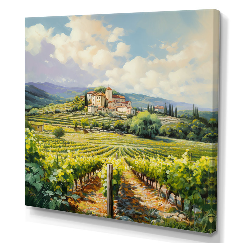 «Vineyard Charm Landscape IV - Vineyard», reproduction d'art sur toile encadrée, Toile tendue, H 44 po x l 44 po