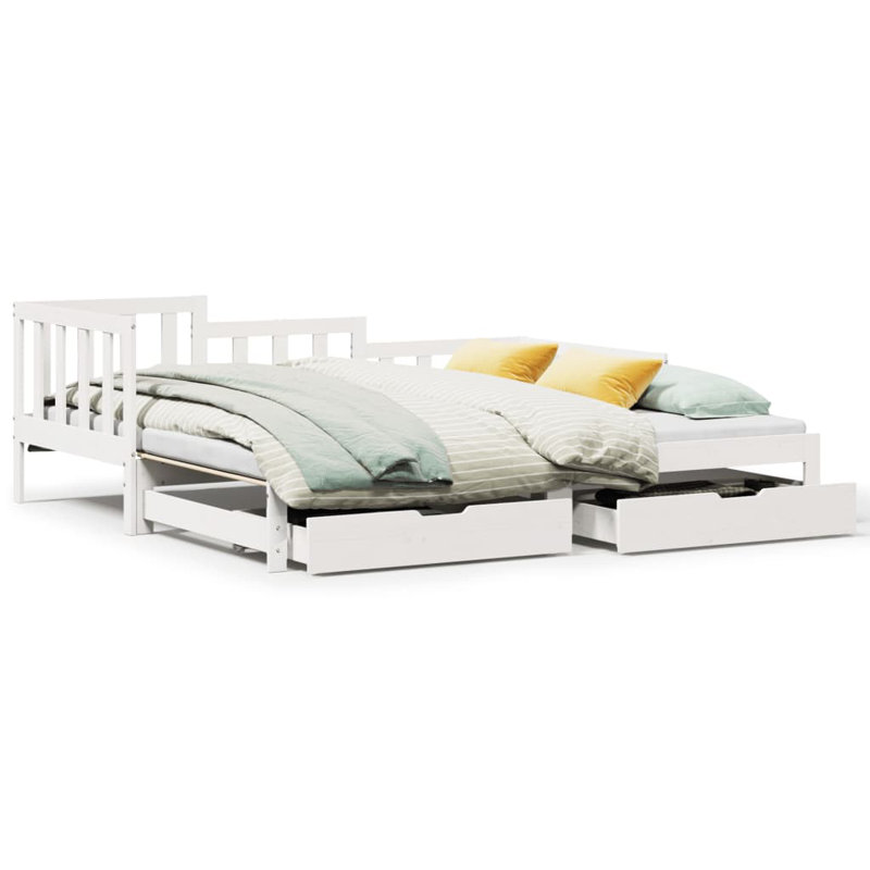Rohaan Solid Wood Daybed with Trundle, Single (3'), White
