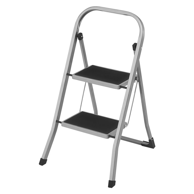 2 - Step Steel Folding Step Ladder, Grey/Black