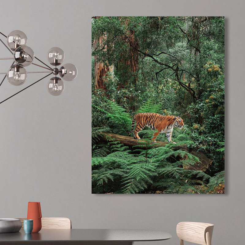 Tiger In The Jungle - No Frame Print on Canvas, 70cm H x 50cm W x 4cm D