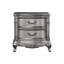 Table de chevet avec 2 tiroirs en argent antique - Structure en bois feutrée