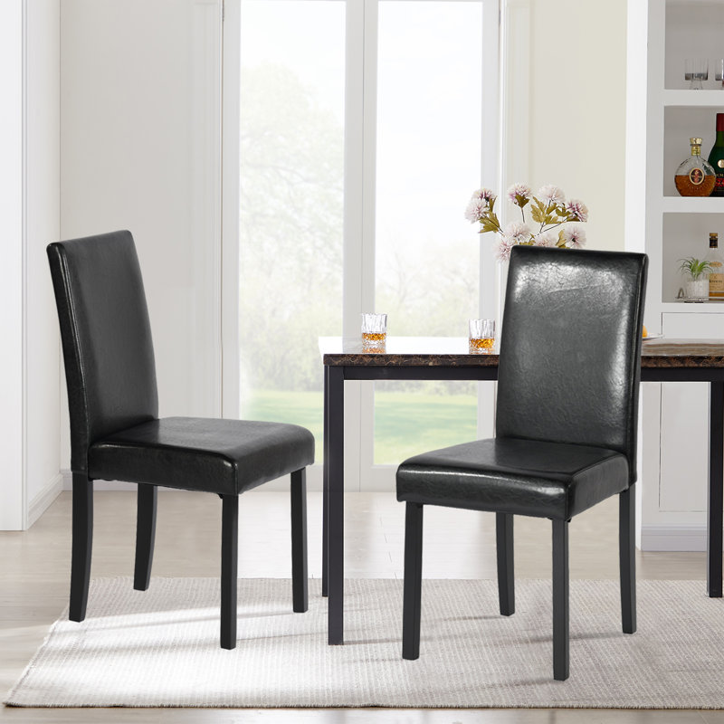 Badiu 47cm H Upholstered Parsons Chair, Black