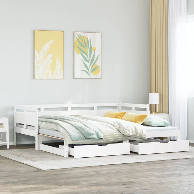Wichita Solid Wood Daybed with Trundle, Single (3'), White