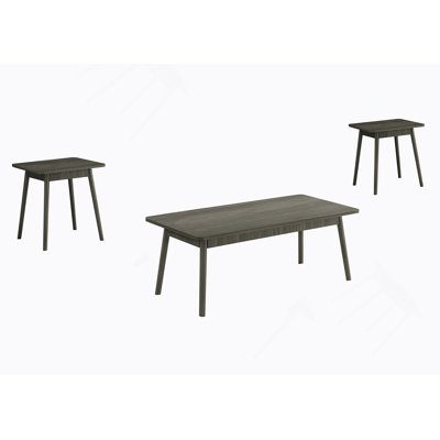 Ensemble de table, ensemble de 3 pièces, café, bout, côté, décor, salon, stratifié gris, Mid-Century, moderne