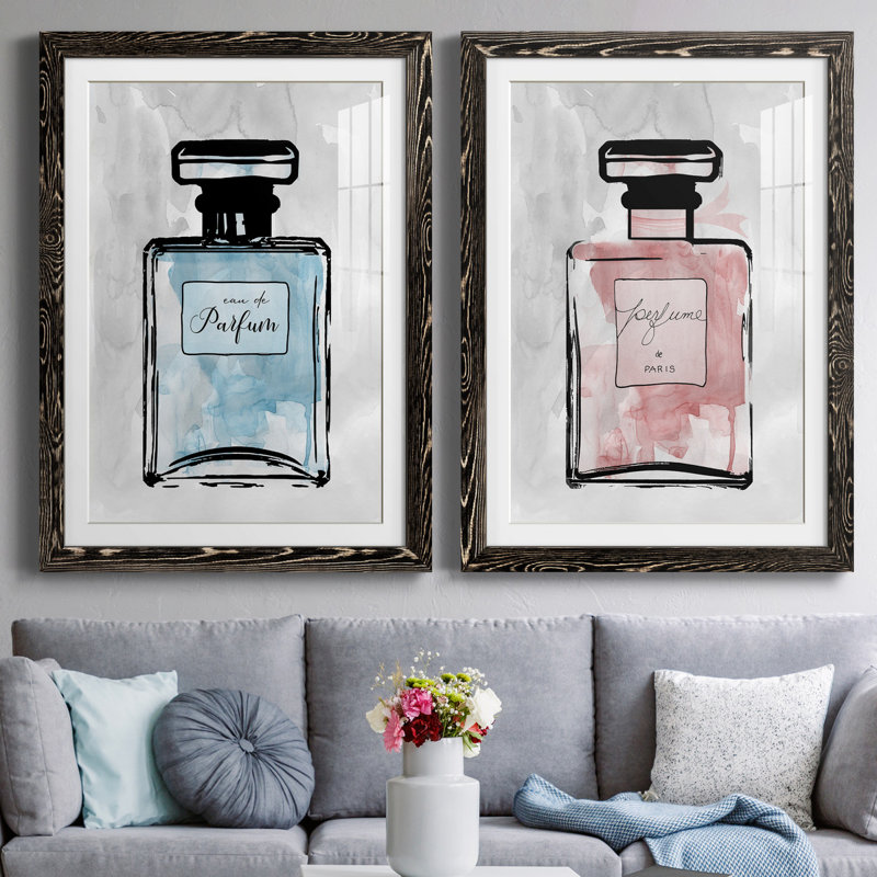 «Blue Wash Perfume», ensemble de 2 reproductions d'art, H 44 po x l 31 po x P 1 po, H 31,5 po x l 47 po x P 1,5 po, Blanc