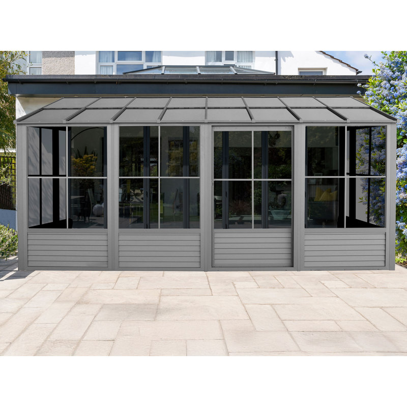 Gazebo Penguin Florence Solarium Mural 10 Pi x 16 Pi Toit De Polycarbonate En Ardoise, Gris, de l 16 pi x P 10 po