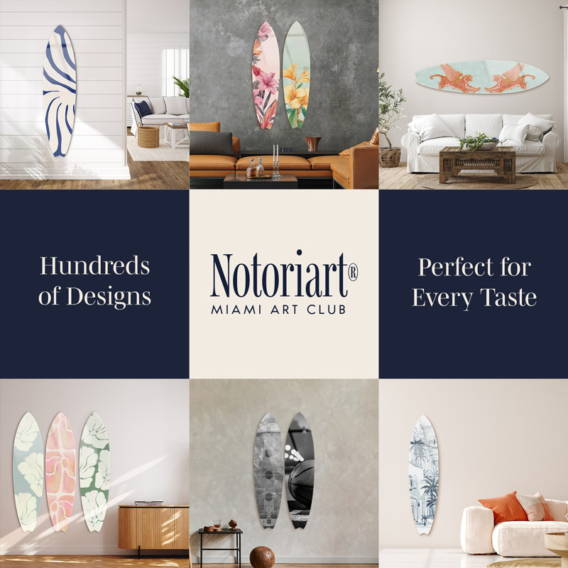Coastal Blue and White Acrylic Surfboard Wall Art