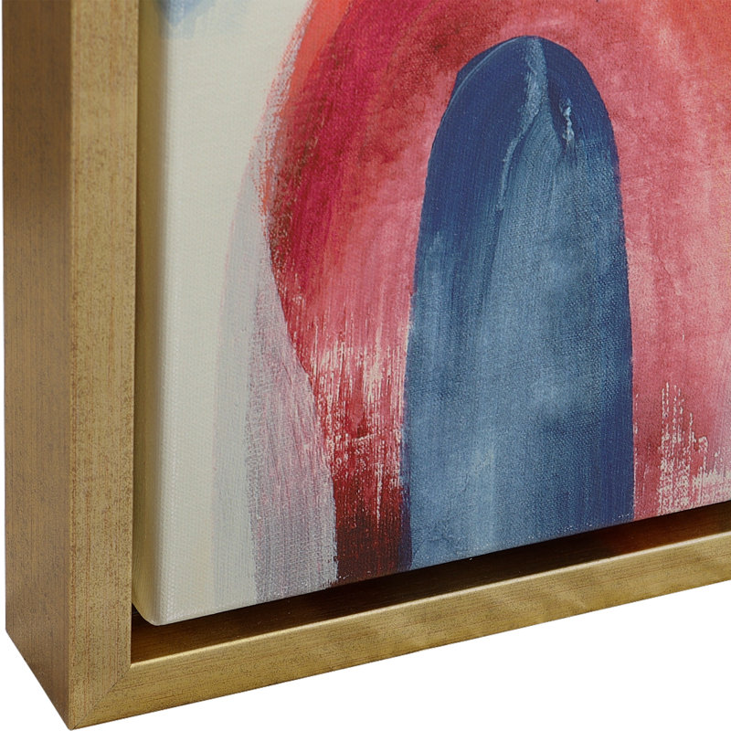 Large Colorful Abstract Canvas Print with Gold Frame