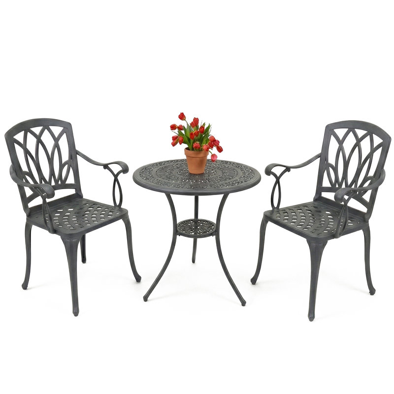 Musgrave 2 - Person Patio Dining Set with Round Table, Grey
