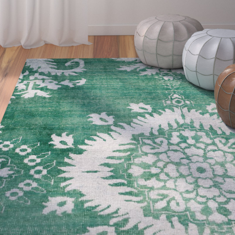 Cadmoin Floral Wool Hand Woven Area Rug, Rectangle 122 x 183 cm