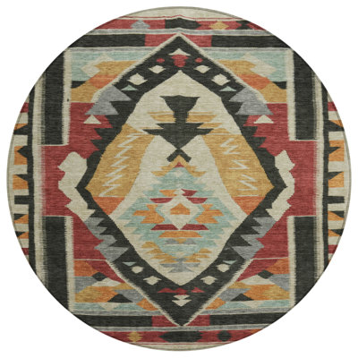 Machine Washable Indoor/Outdoor Xhevrie Red Rug