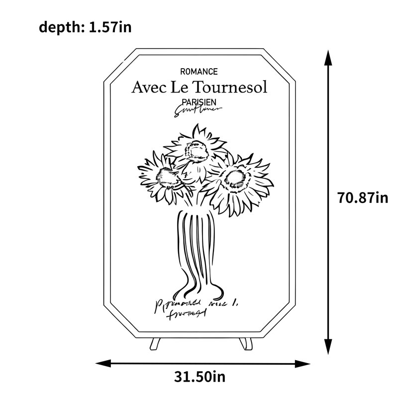Paravent rétro Vintage, H 70,87 po x l 31,5 po x P 1,57 po