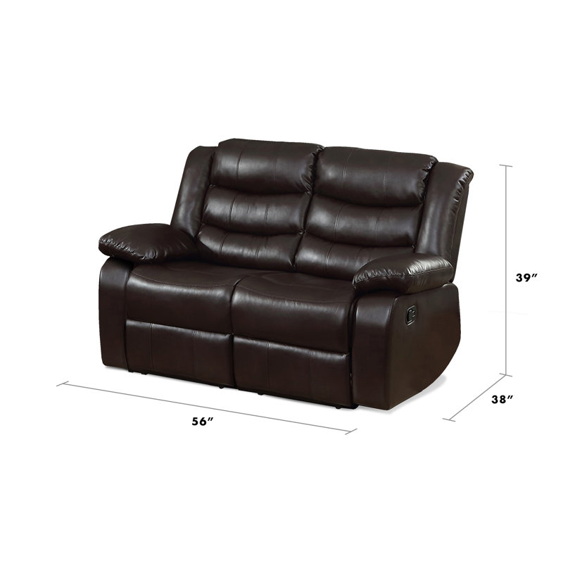 Amarien 56'' Faux Leather Reclining Loveseat, Espresso Faux Leather