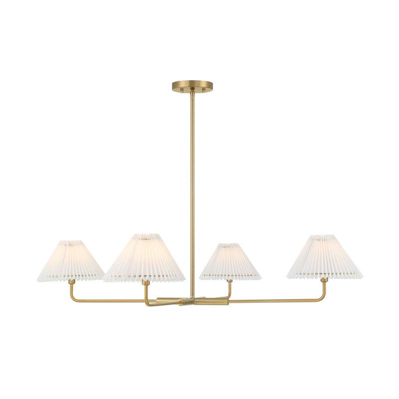 Pearson 4-Light Dimmable Linear Chandelier, Natural Brass