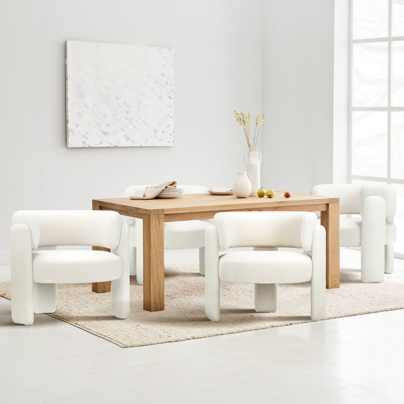 Modern Upholstered Barrel Armchair, Cream