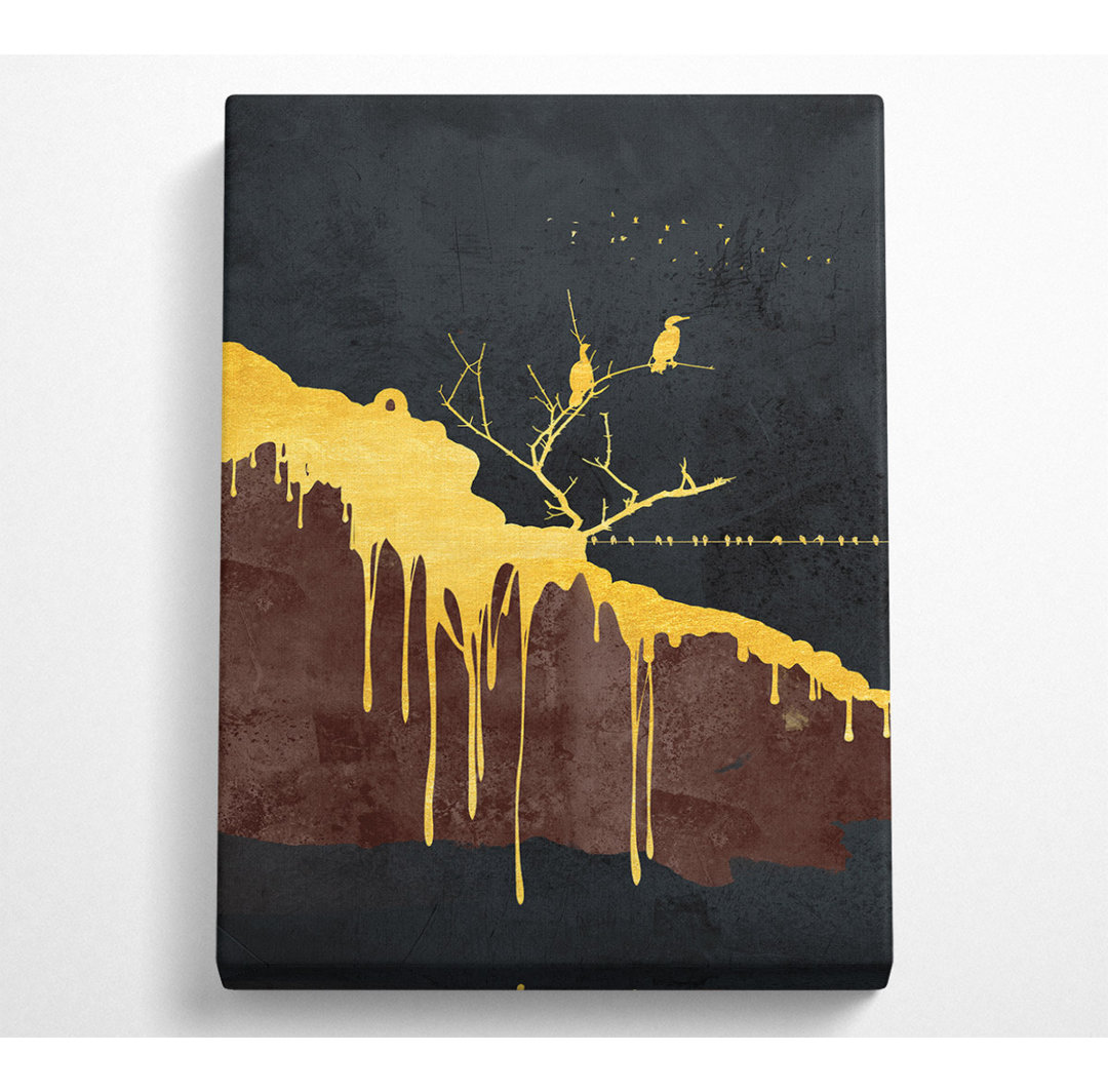 Dripping Gold Birds - Kunstdrucke auf Leinwand ohne Rahmen