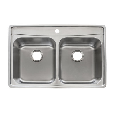 Evolution Stainless Steel 33" L x 22" W Double Basin Drop-In Kitchen Sink