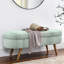 Rangement ovale cyan, pieds en bois d'hévéa, 43,5 po x 16 po x 16 po, fait à la main, fonctionne comme tabouret ou siège, structure, espace de rangement, utilisation du siège, avantage-2073181074