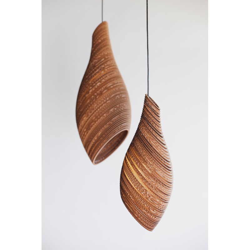 Scraplights Organic Nest Recycled Cardboard Pendant Light, 24" H x 9" W x 9" D, Natural