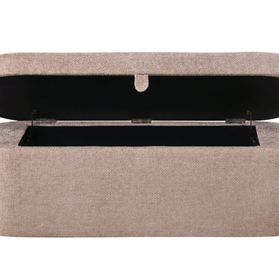 1pièce Banc de rangement fonctionnel et spacieux Compartiment caché Siège rembourré Structure en bois robuste Revêtement de chambre en tissu