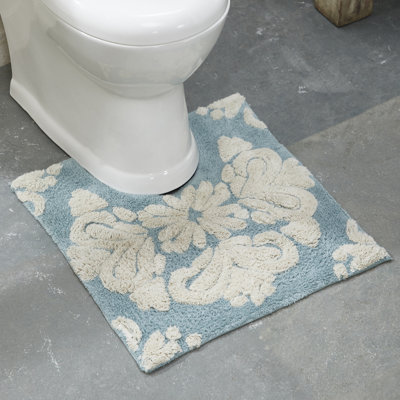 Chemash 100% Cotton Machine Washable U Shaped Non-Slip Spray Latex Backing Contour Mat for Bathroom
