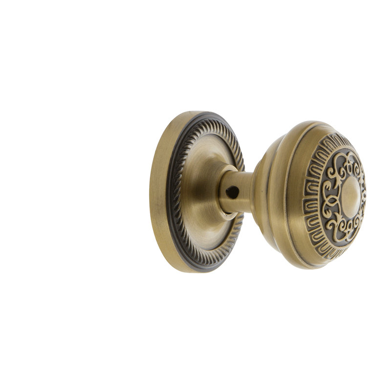 Rope Rosette with Egg & Dart Door Knob, Antique Brass