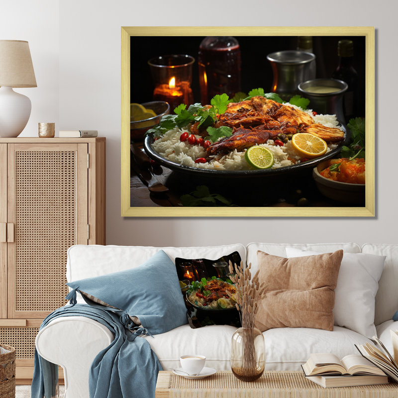 Cuban Cuisine Brown II, reproduction d'art sur toile, H 12 po x l 20 po x P 1 po, Cadre doré à une seule photo