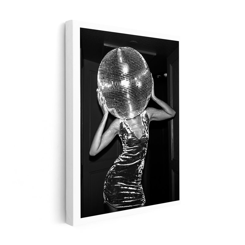 Tête de boule disco No1, 24"H x 32"W, Canevas, Sans cadre