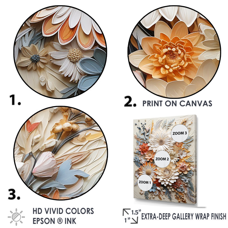 Couronne botanique beige «Unity» sur toile, Cadre naturel flottant, H 44 po x l 34 po x P 1,5 po