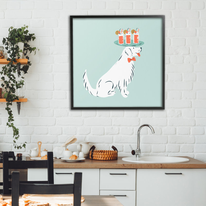 Desserte pour chien avec plateau à boissons, estampe numérique, design par Krissy Mast, H 24 po x l 24 po